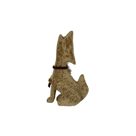Howling Coyote Wolf Dog Statue Figure Southwestern Folk-art Ceramic Hollow 4.25” - Picture 2 of 4